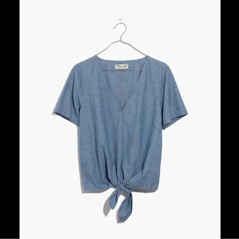 Madewell Chambray Novel Tie-Front Top View 3